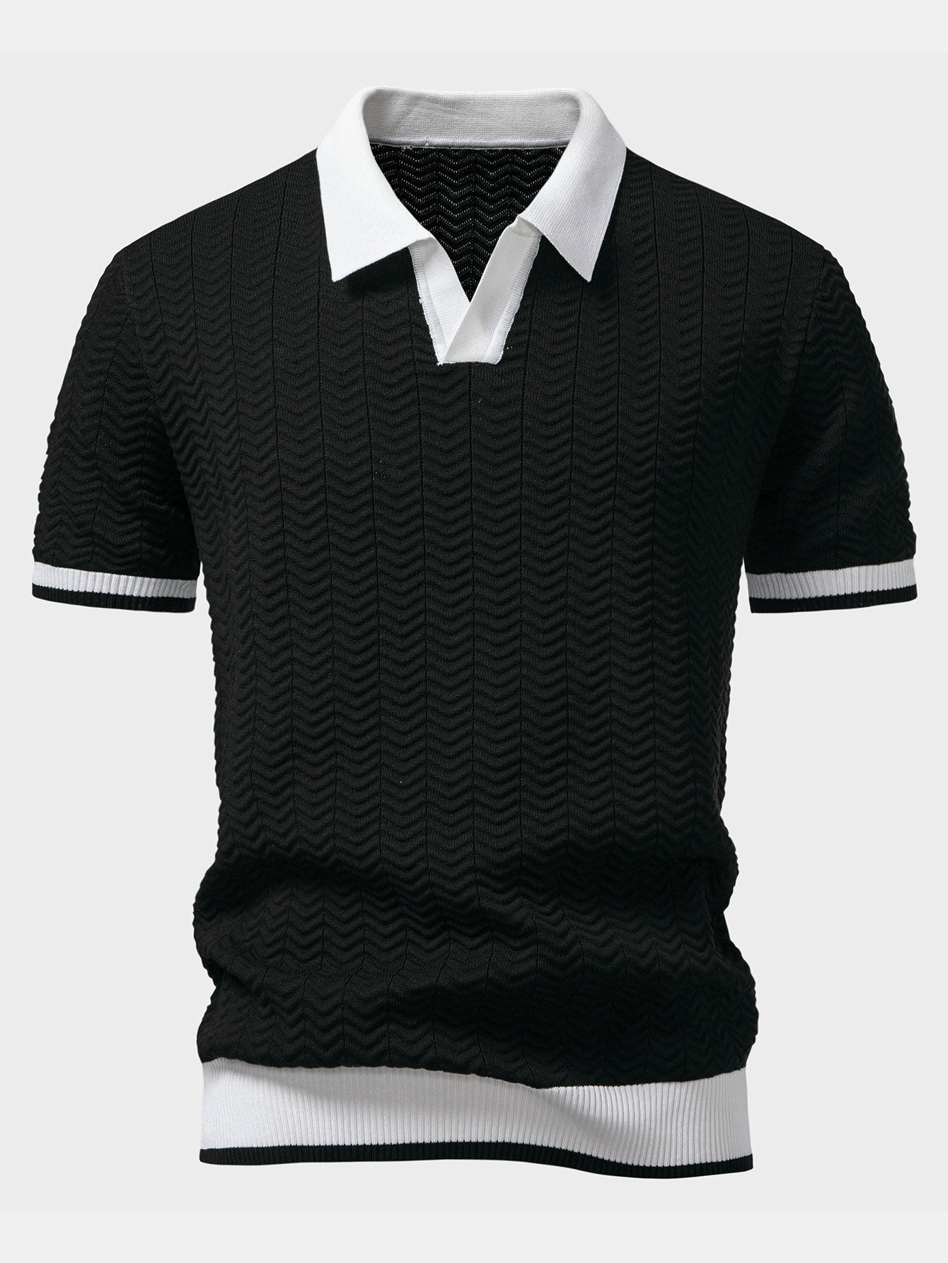 Connor | Men's Textured V Neck Polo Shirt