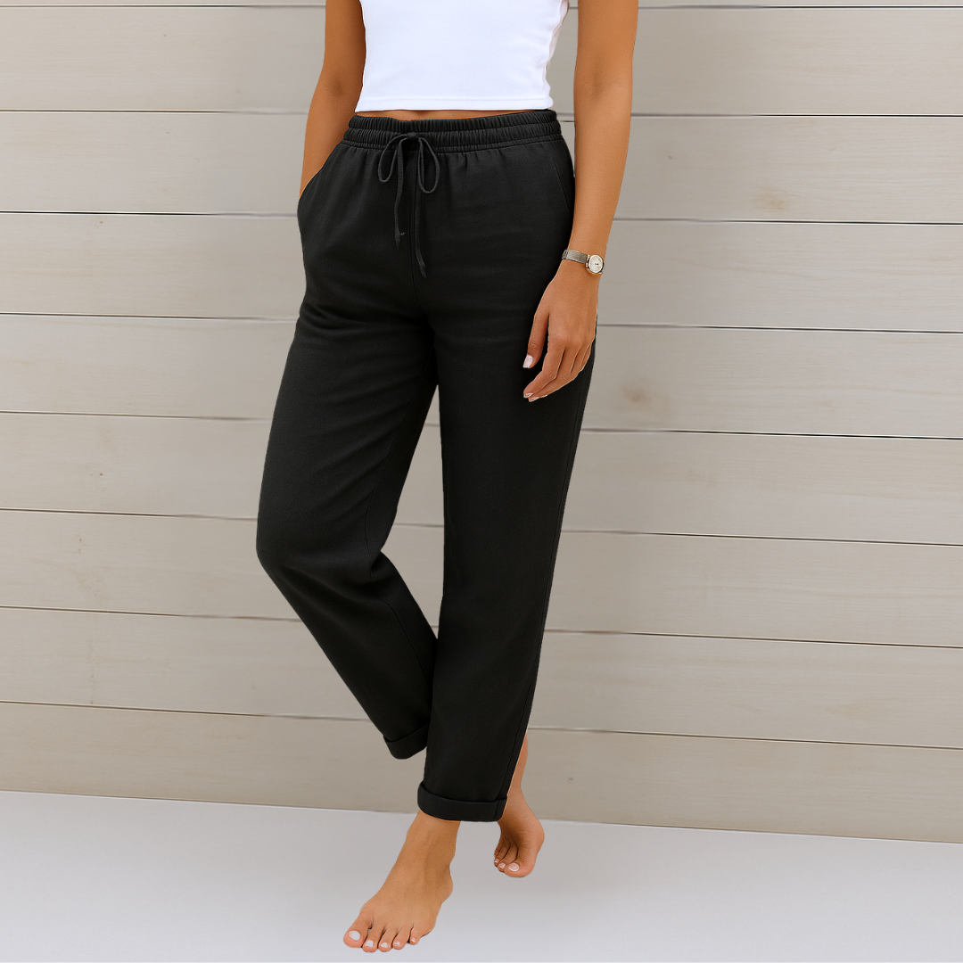 Maylora | Drawstring Relaxed Linen Trousers