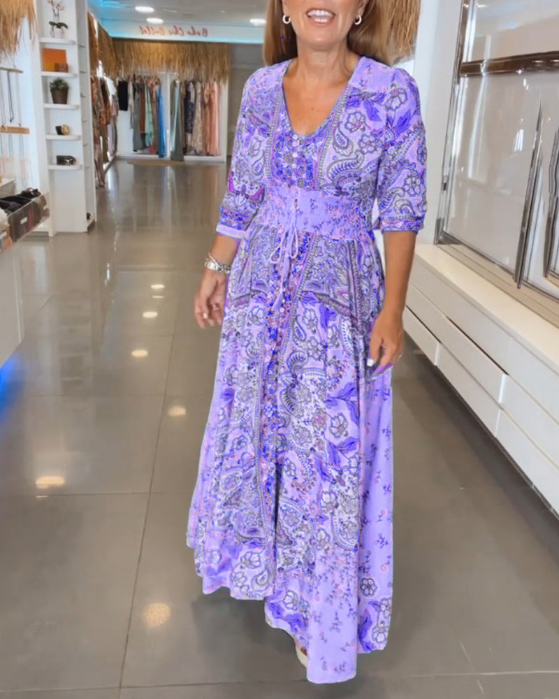 Maria™ - Elegant Holiday V-Neck Dress