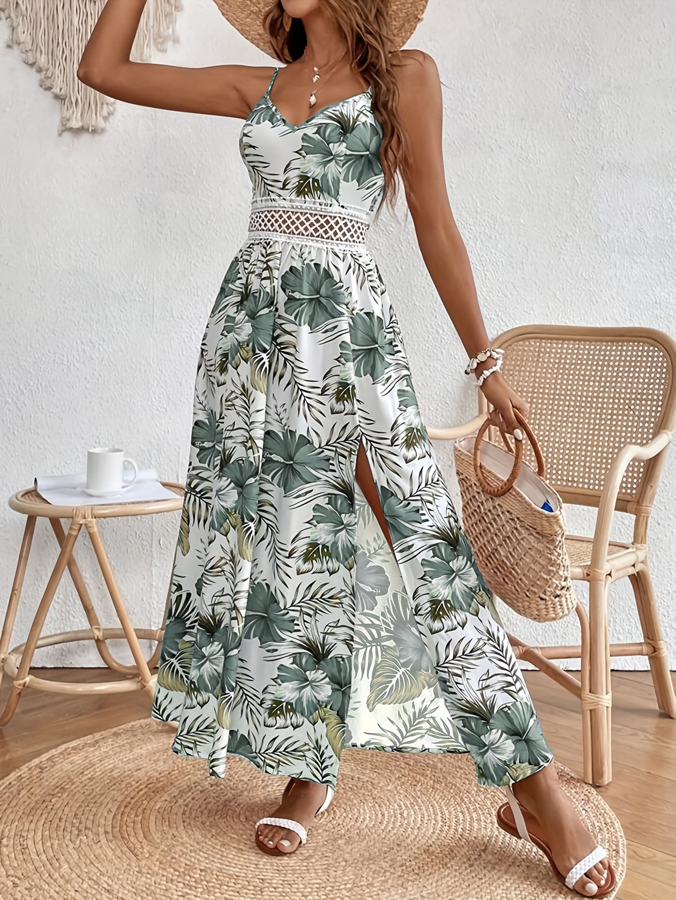 Matilda | Floral Summer Dress - Sleeveless Split Maxi