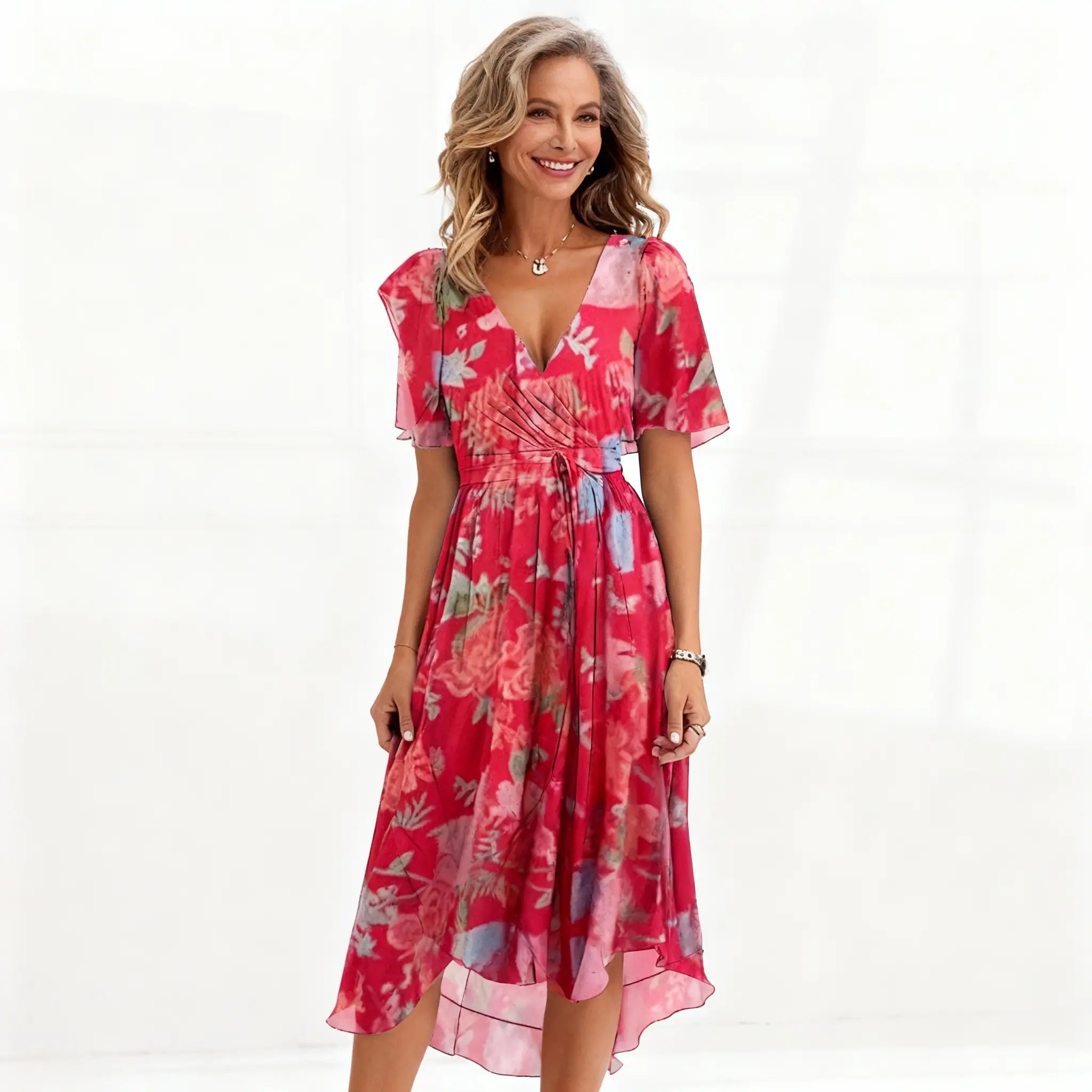 Lila | Elegant Floral Midi Summer Dress