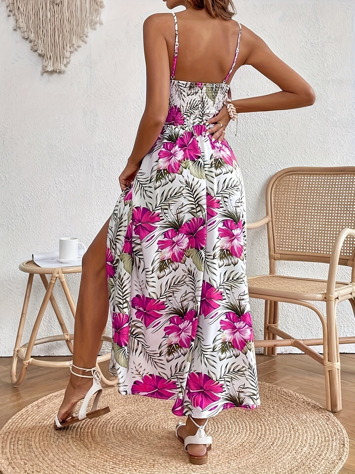 Matilda | Floral Summer Dress - Sleeveless Split Maxi
