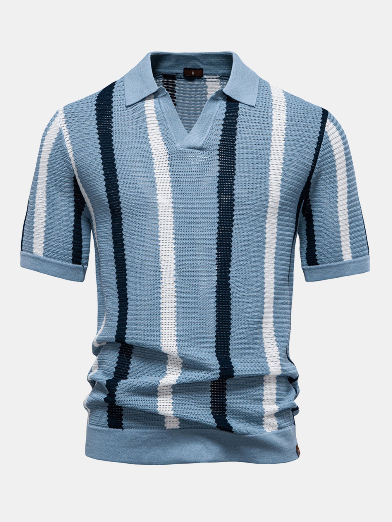 Lucas | Men's Stripe Knit Polo Shirt