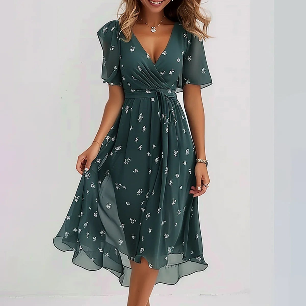Lila | Elegant Floral Midi Summer Dress