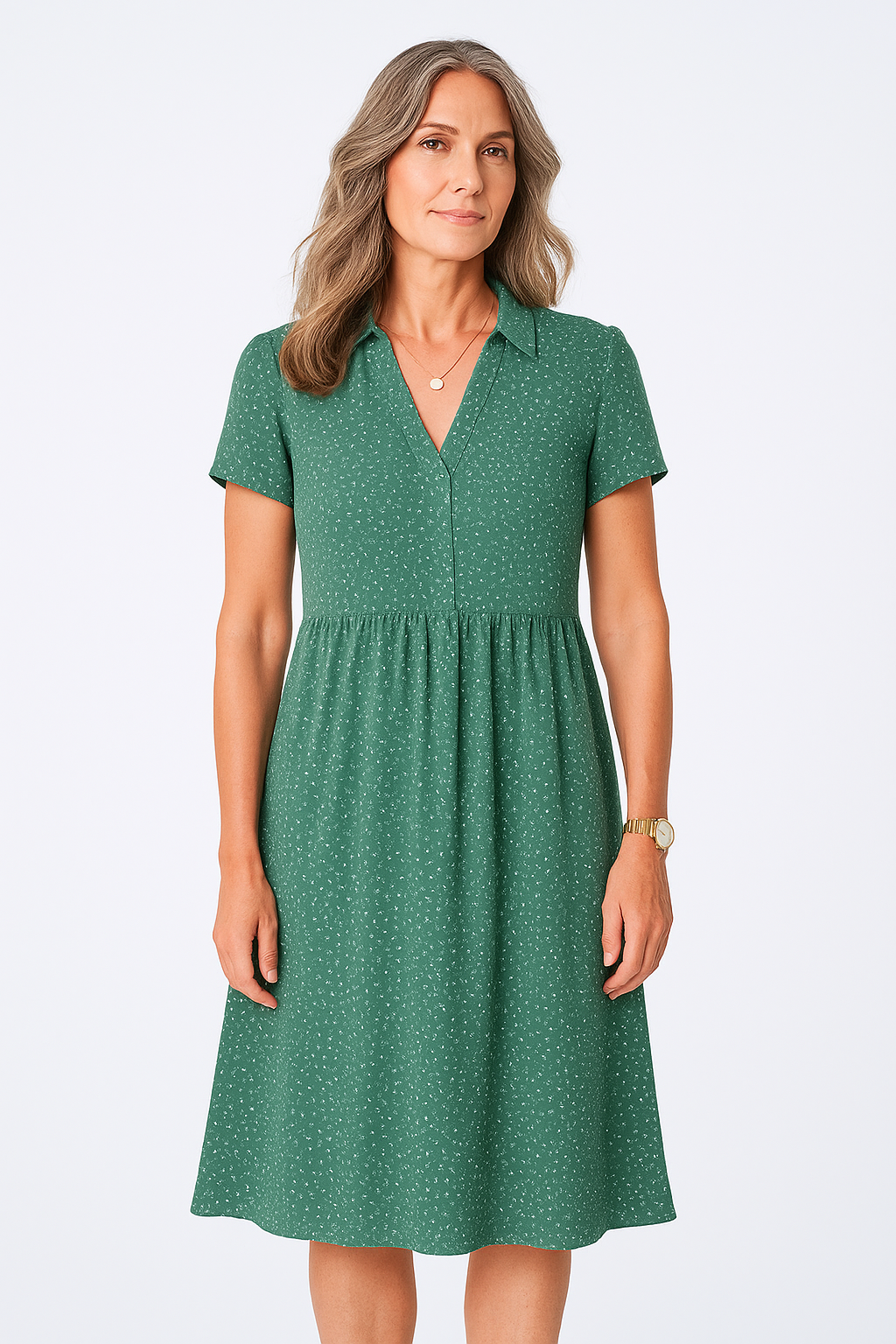 Everleigh Melbourne – Polka Dot Midi Dress with V-Neckline