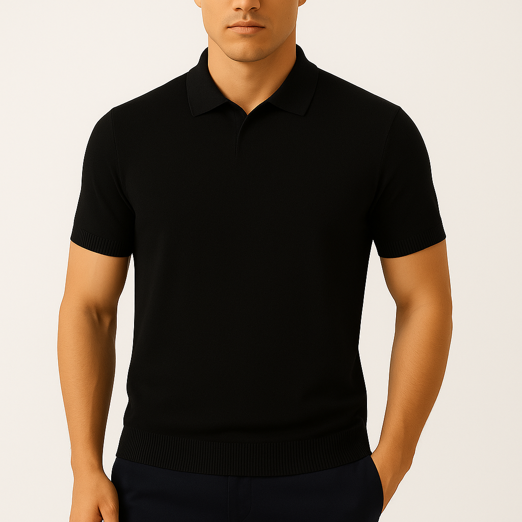 Ribbed Cotton Polo Shirt