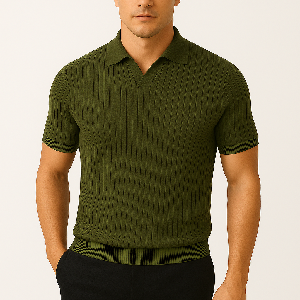 Ribbed Cotton Polo Shirt