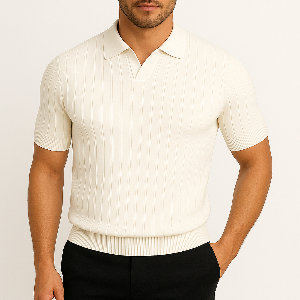 Textured Knit Polo Shirt