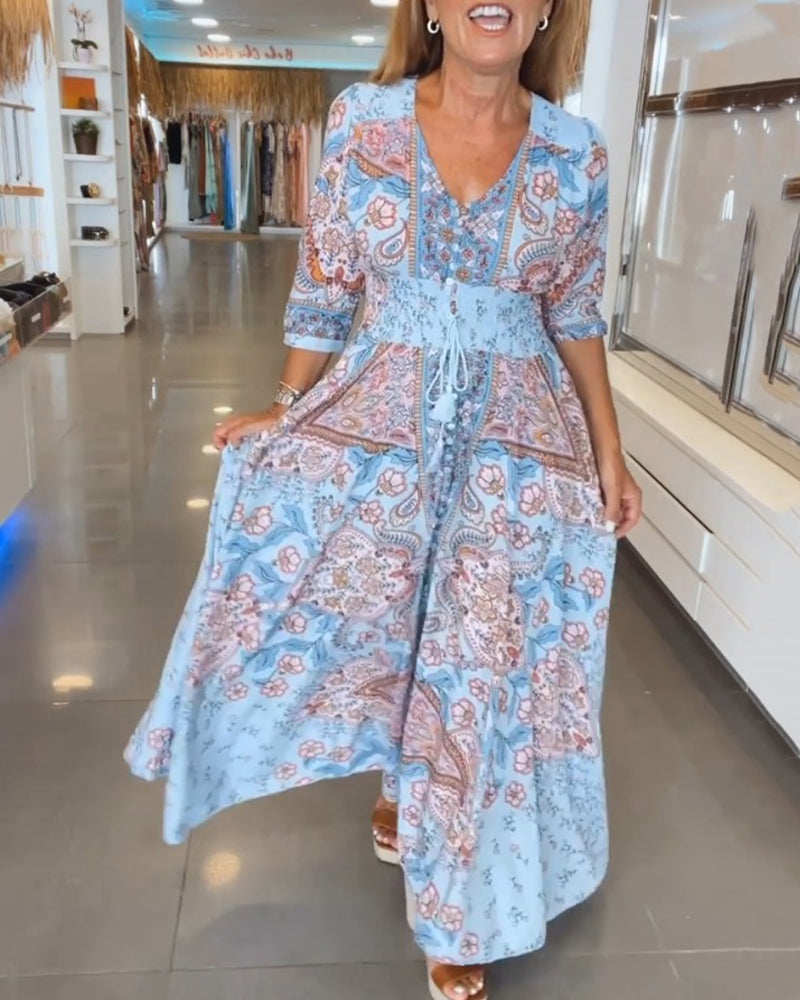 Maria™ - Elegant Holiday V-Neck Dress