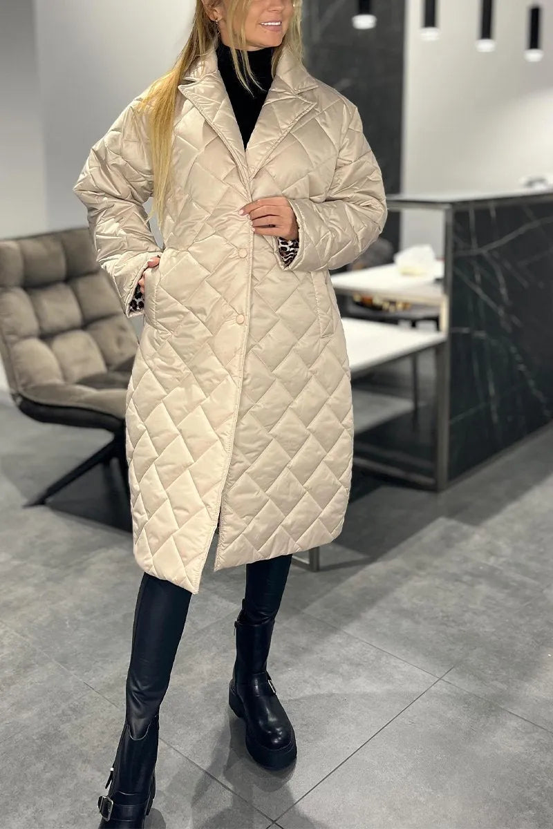 Anais | Quilted Coat with Leopard Lining