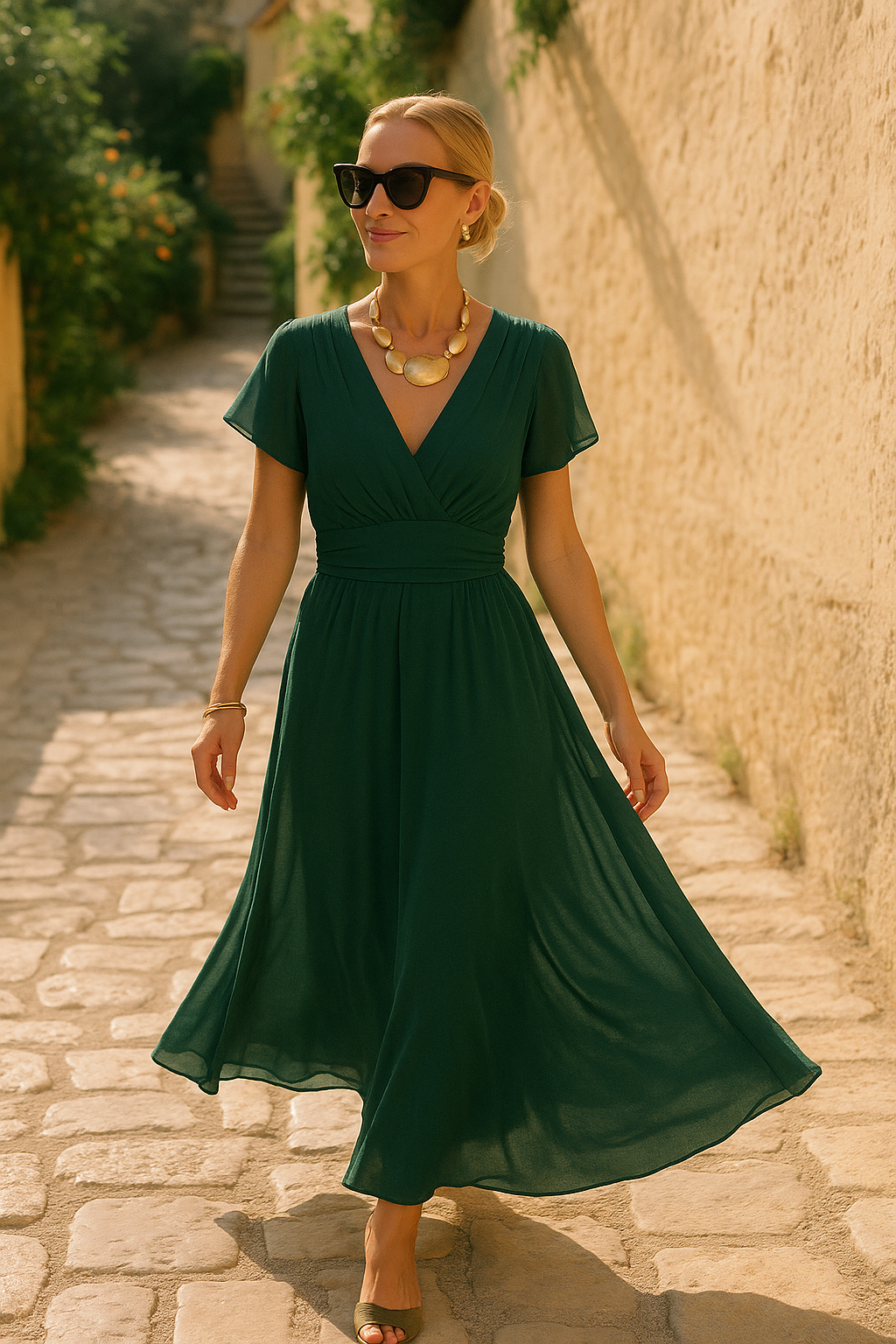 Everleigh Melbourne | Elegant V-neck Fantasy Maxi Dress