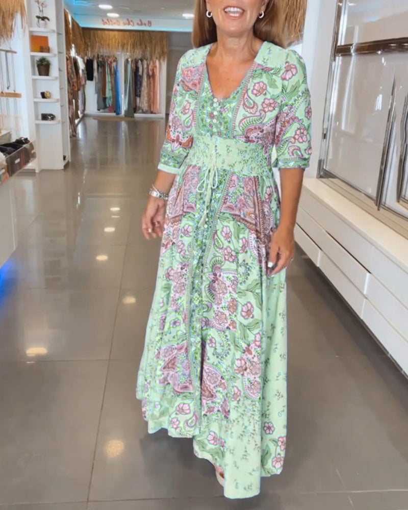 Maria™ - Elegant Holiday V-Neck Dress