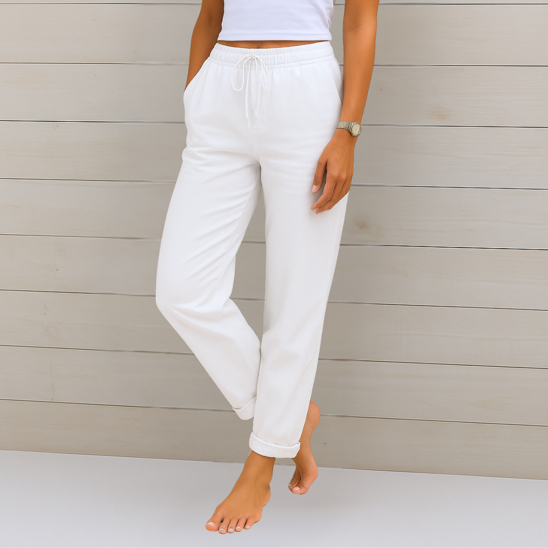 Maylora | Drawstring Relaxed Linen Trousers