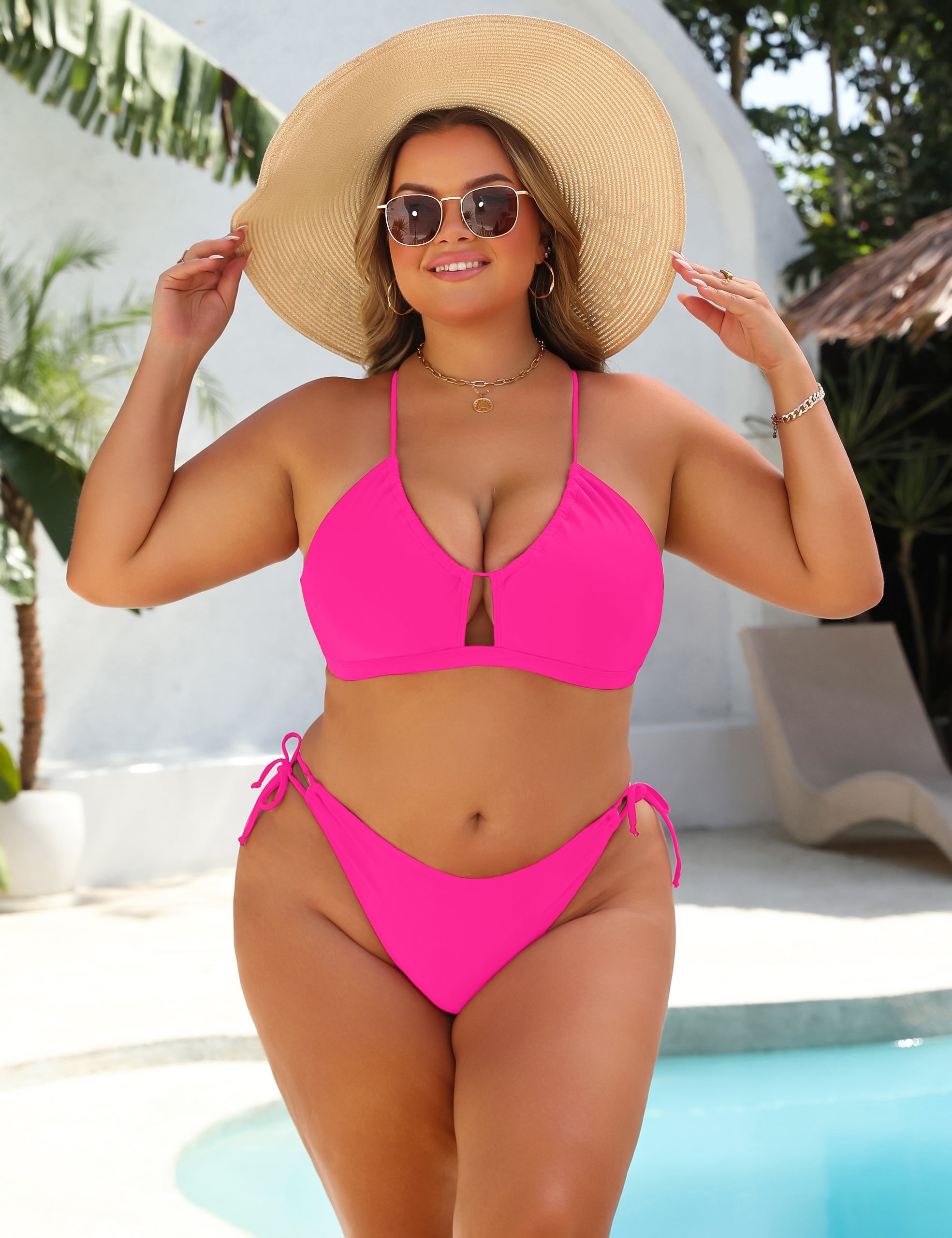 String Side Tie Bottom Women Cheeky Sexy Bikini Sets Swimsuit