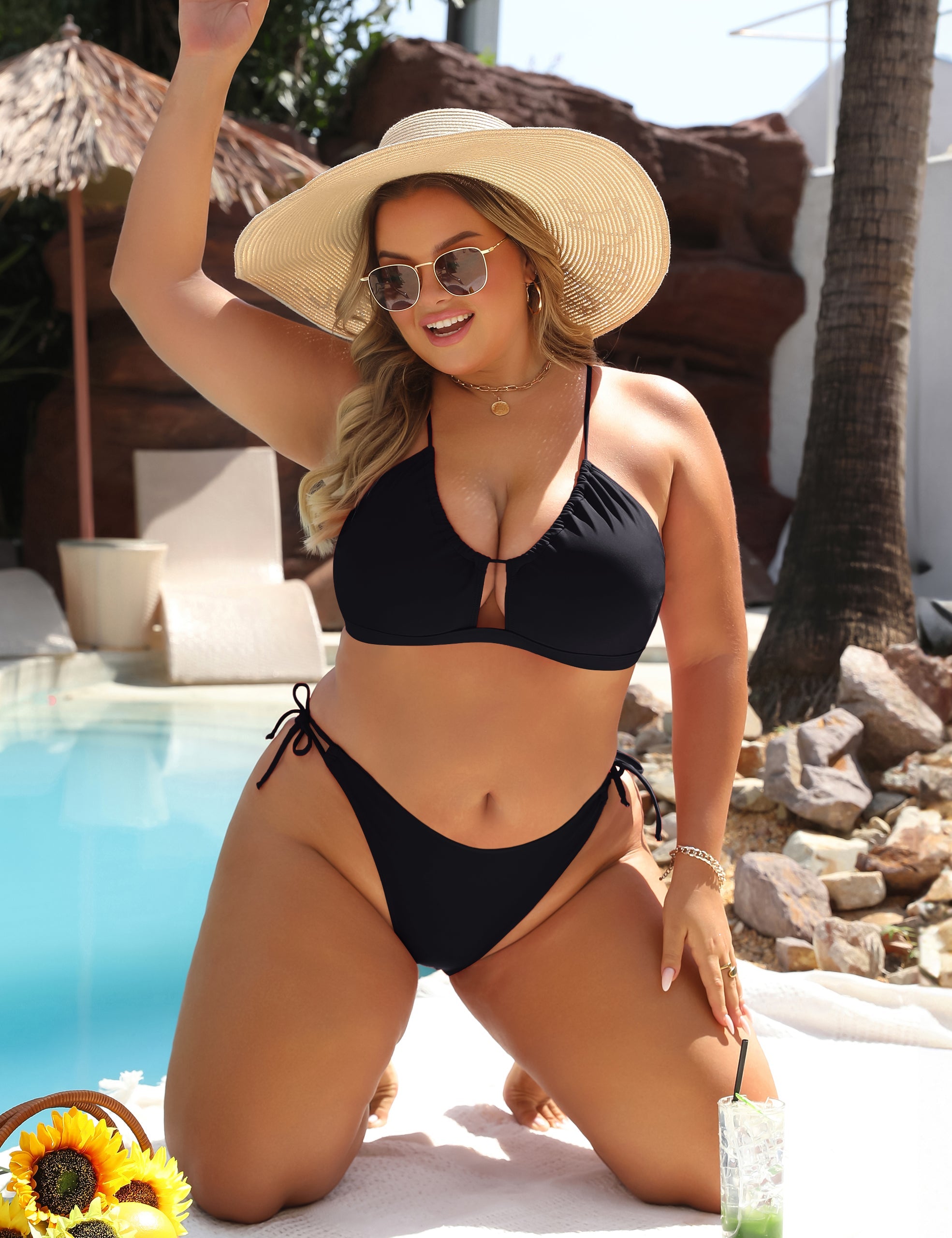 String Side Tie Bottom Women Cheeky Sexy Bikini Sets Swimsuit