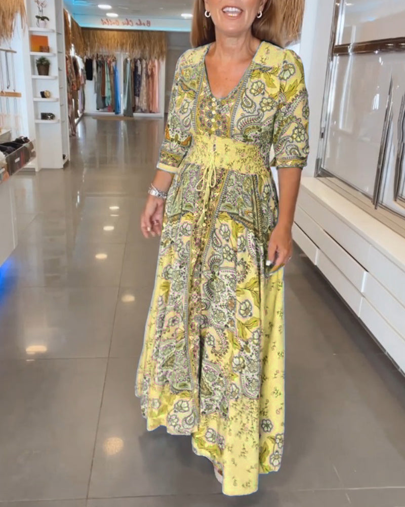 Maria™ - Elegant Holiday V-Neck Dress