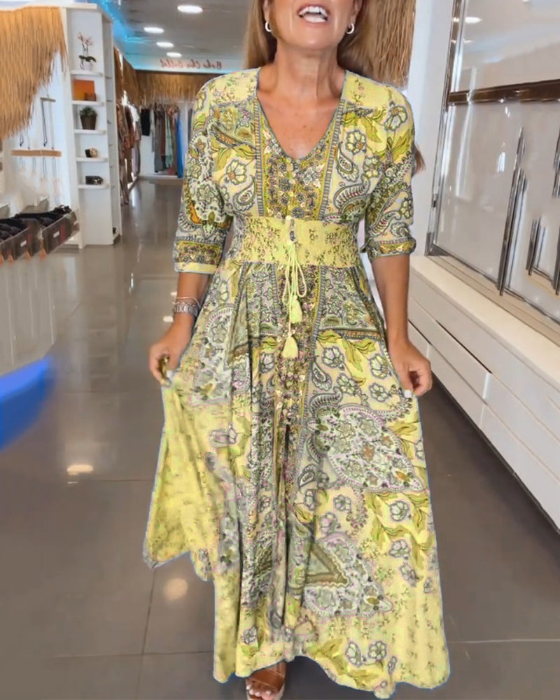 Maria™ - Elegant Holiday V-Neck Dress