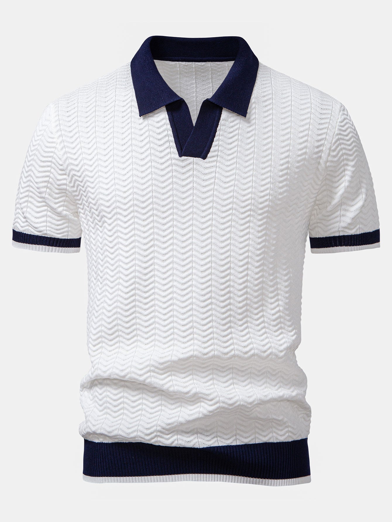 Connor | Men's Textured V Neck Polo Shirt