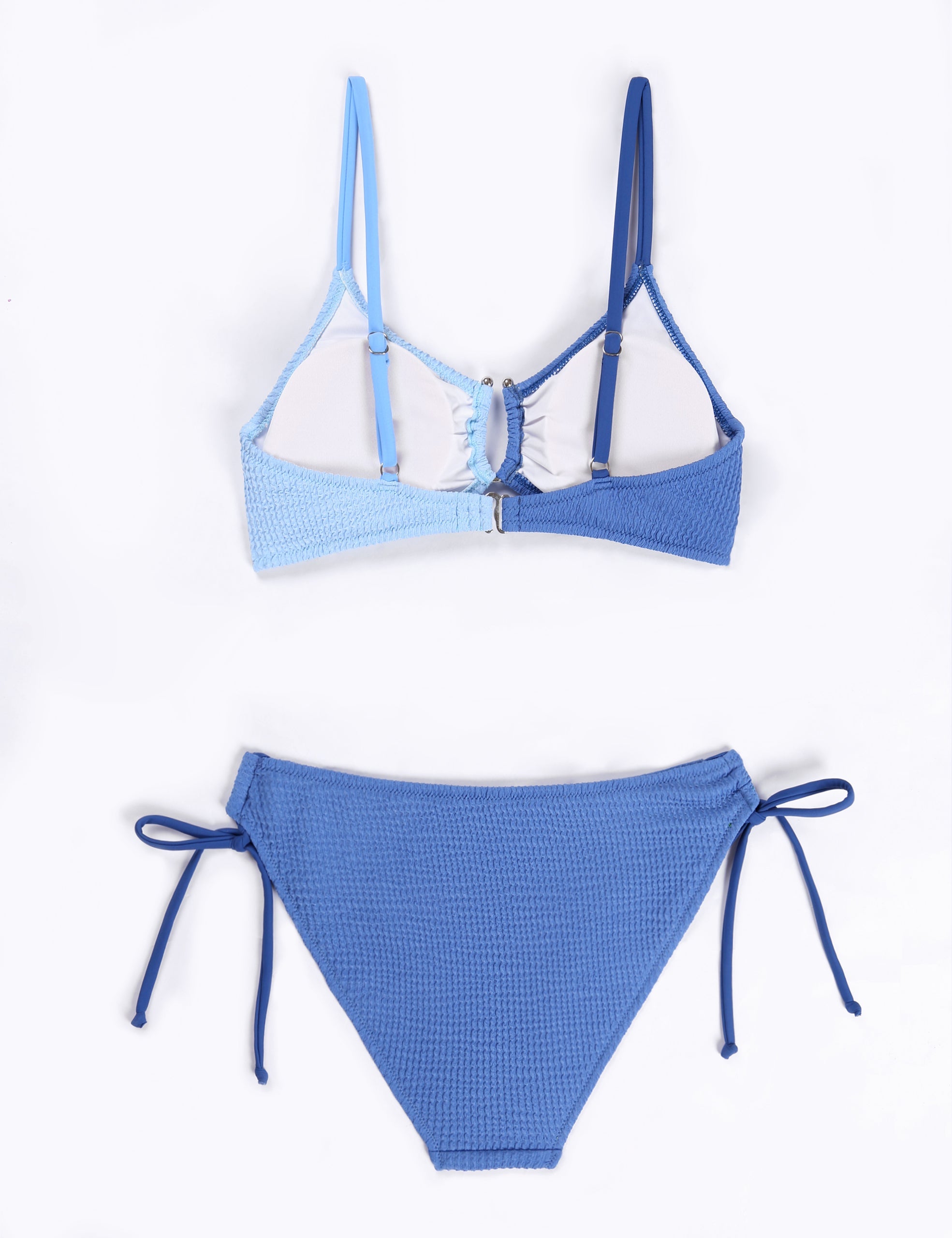 Womens Cheeky High Cut Color Block Textured U-Wire Sexy 2 Piece Bikini Sets