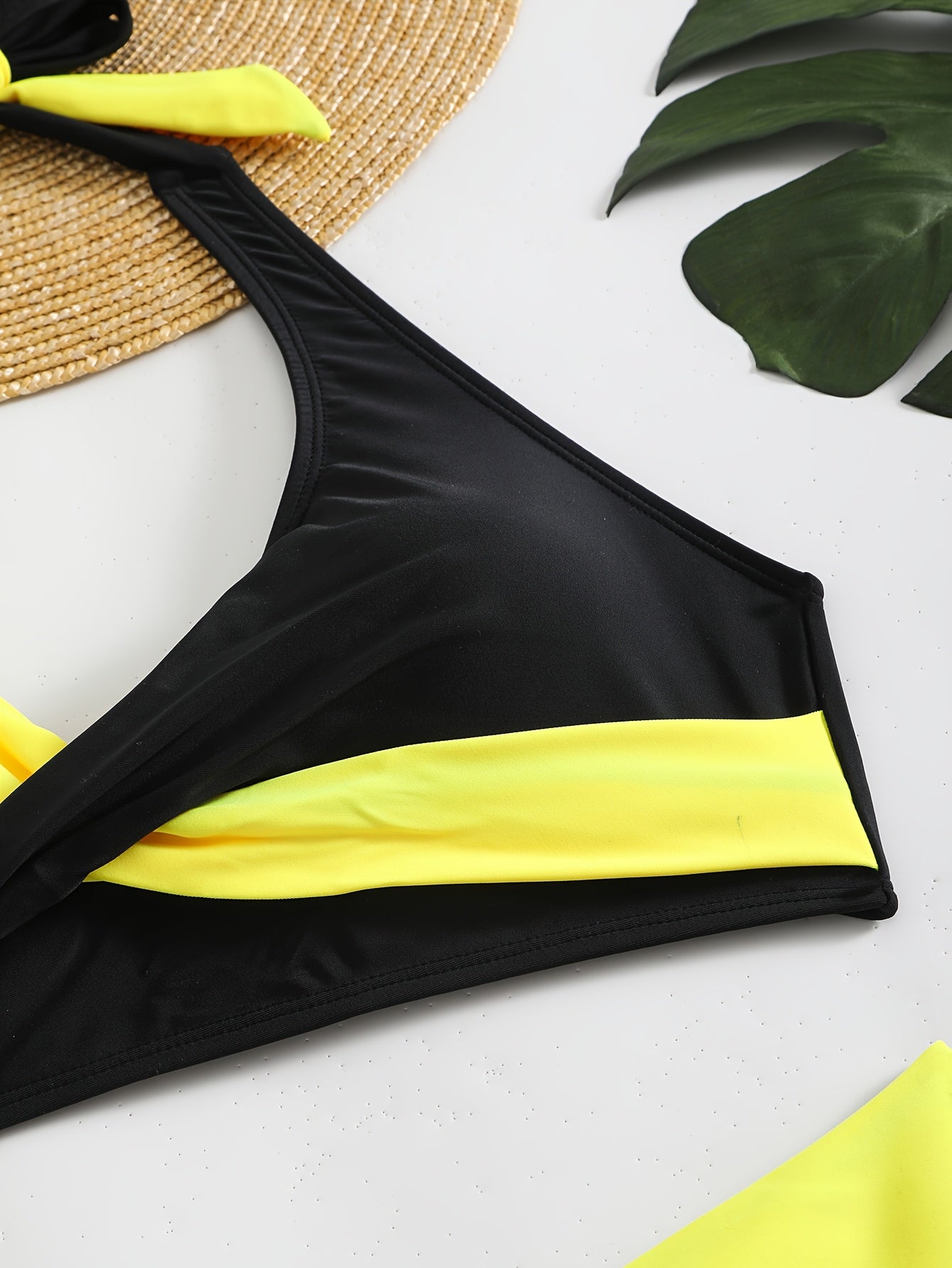 2025 New Two-Piece High-Waist Color Block Bikini Set for Women Peacock Blue