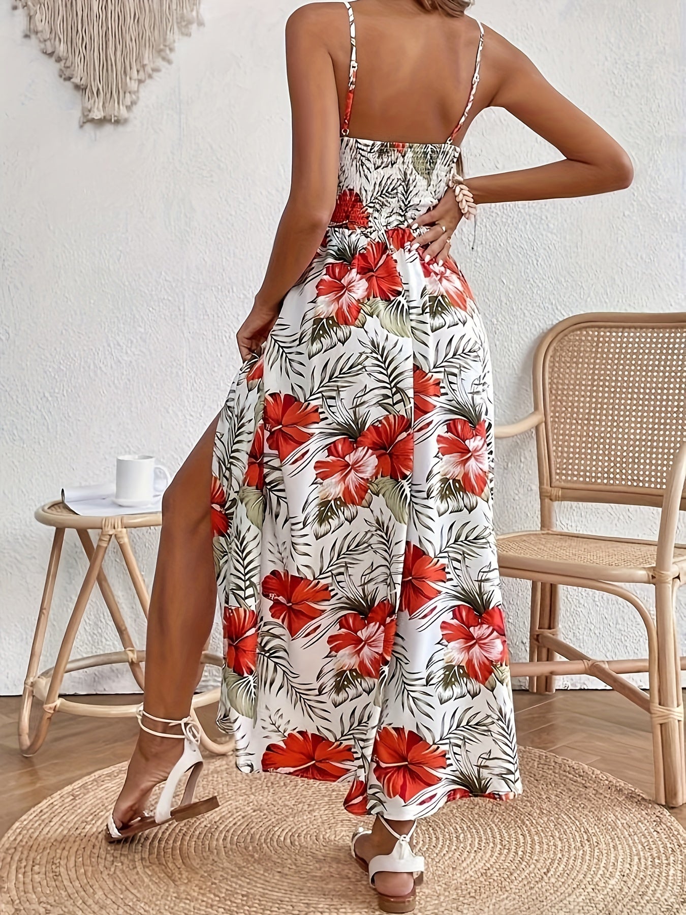 Matilda | Floral Summer Dress - Sleeveless Split Maxi