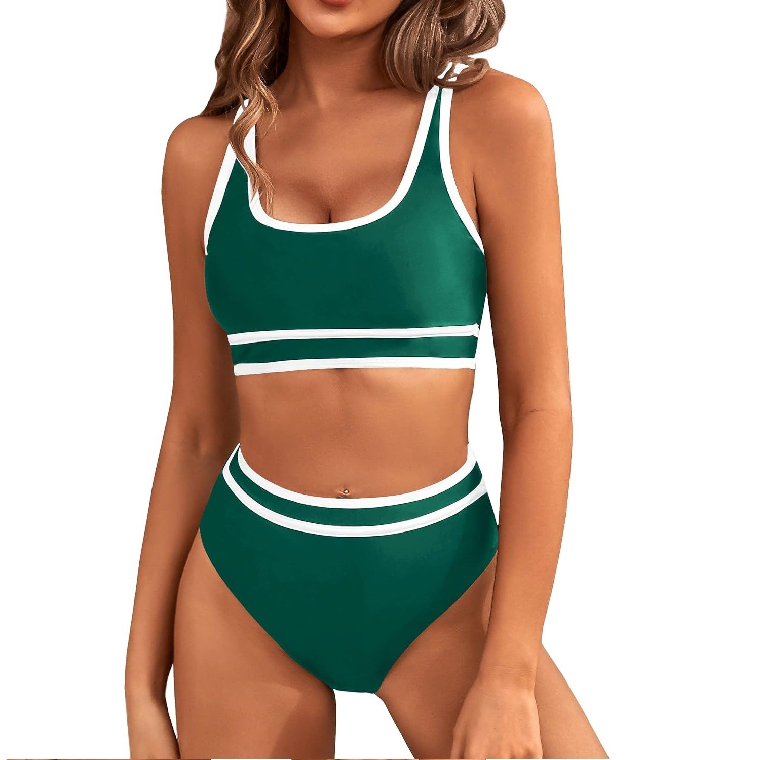 Bikini Sets Sporty Swimsuit Color Block Cheeky High Cut