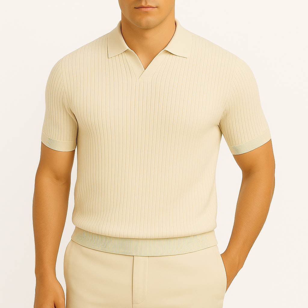 Ribbed Cotton Polo Shirt