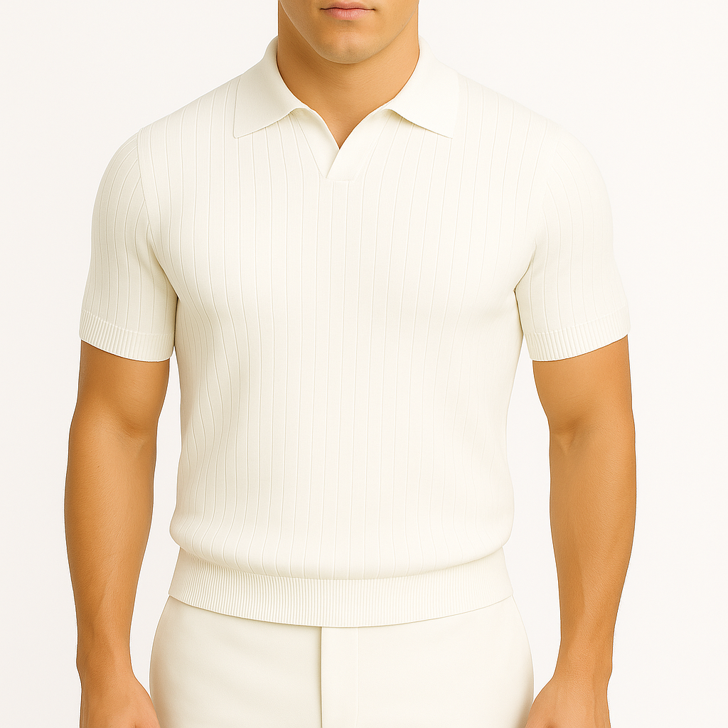 Ribbed Cotton Polo Shirt