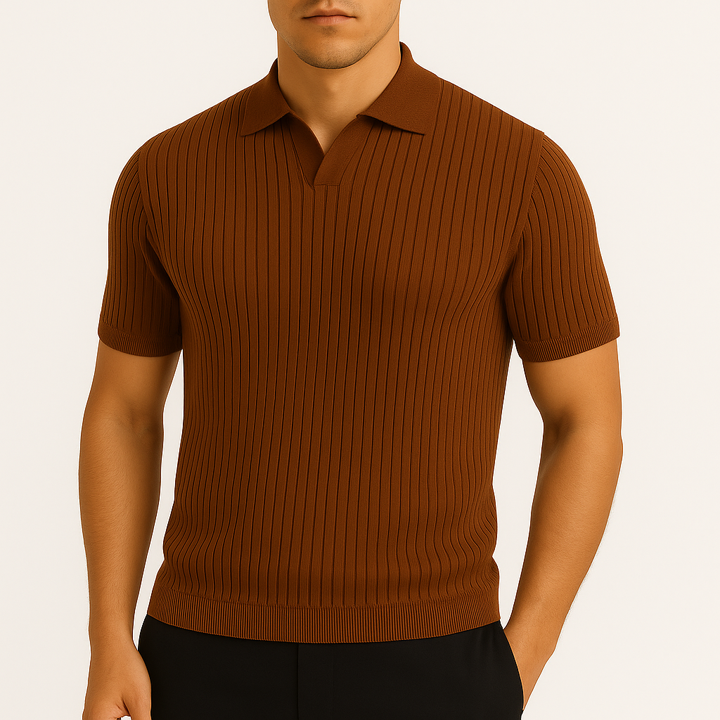 Ribbed Cotton Polo Shirt