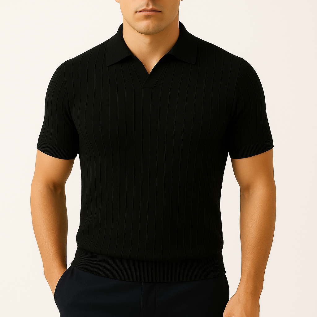 Textured Knit Polo Shirt