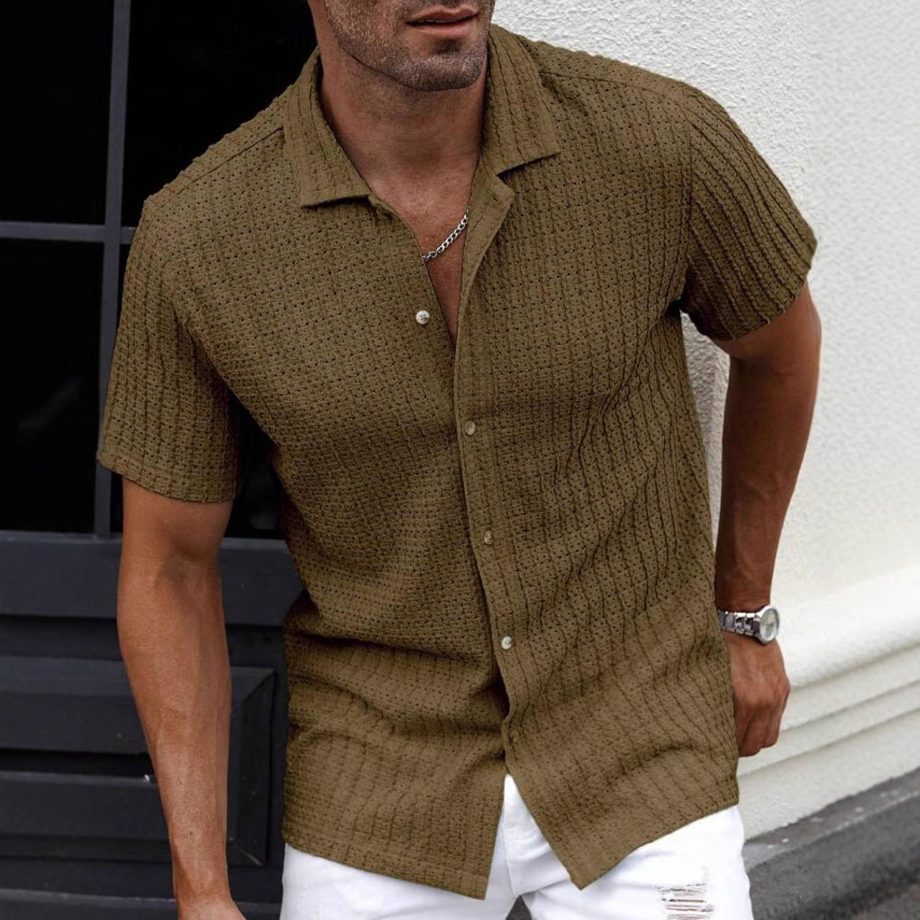 Nathan | Men's Short-Sleeve Knitted Linen Shirt
