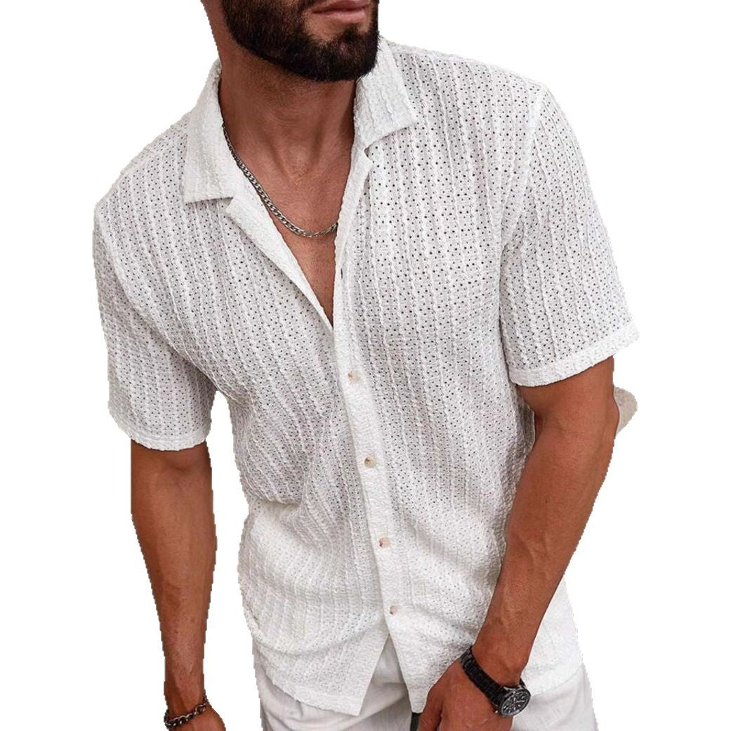 Nathan | Men's Short-Sleeve Knitted Linen Shirt