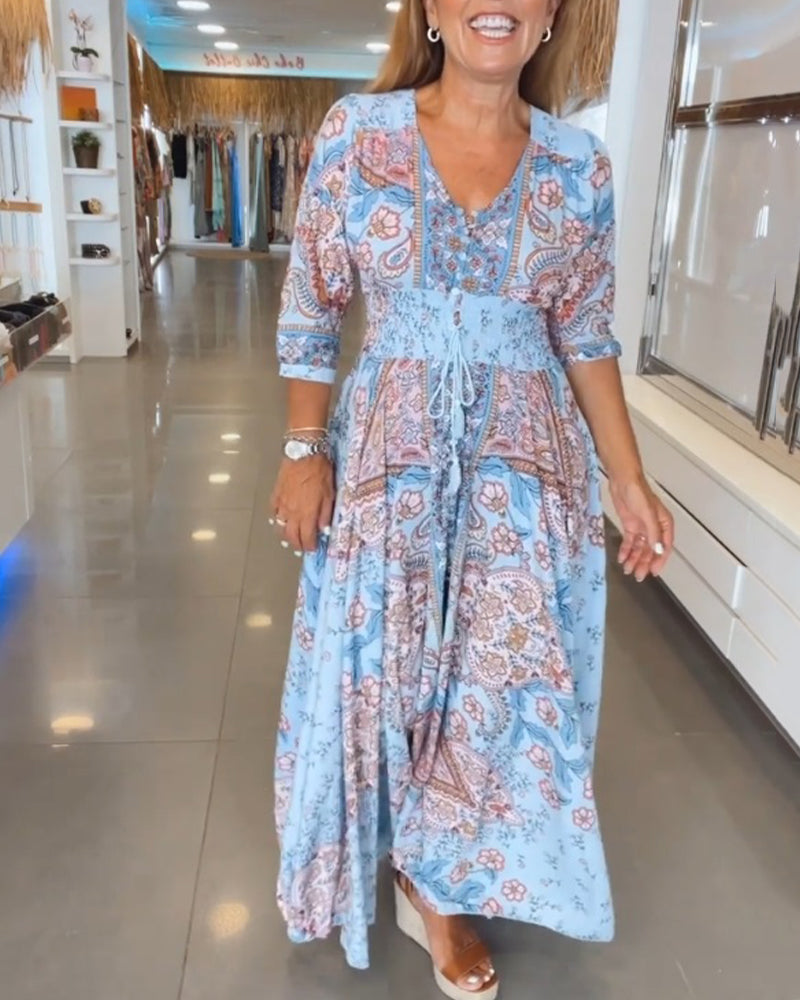 Maria™ - Elegant Holiday V-Neck Dress