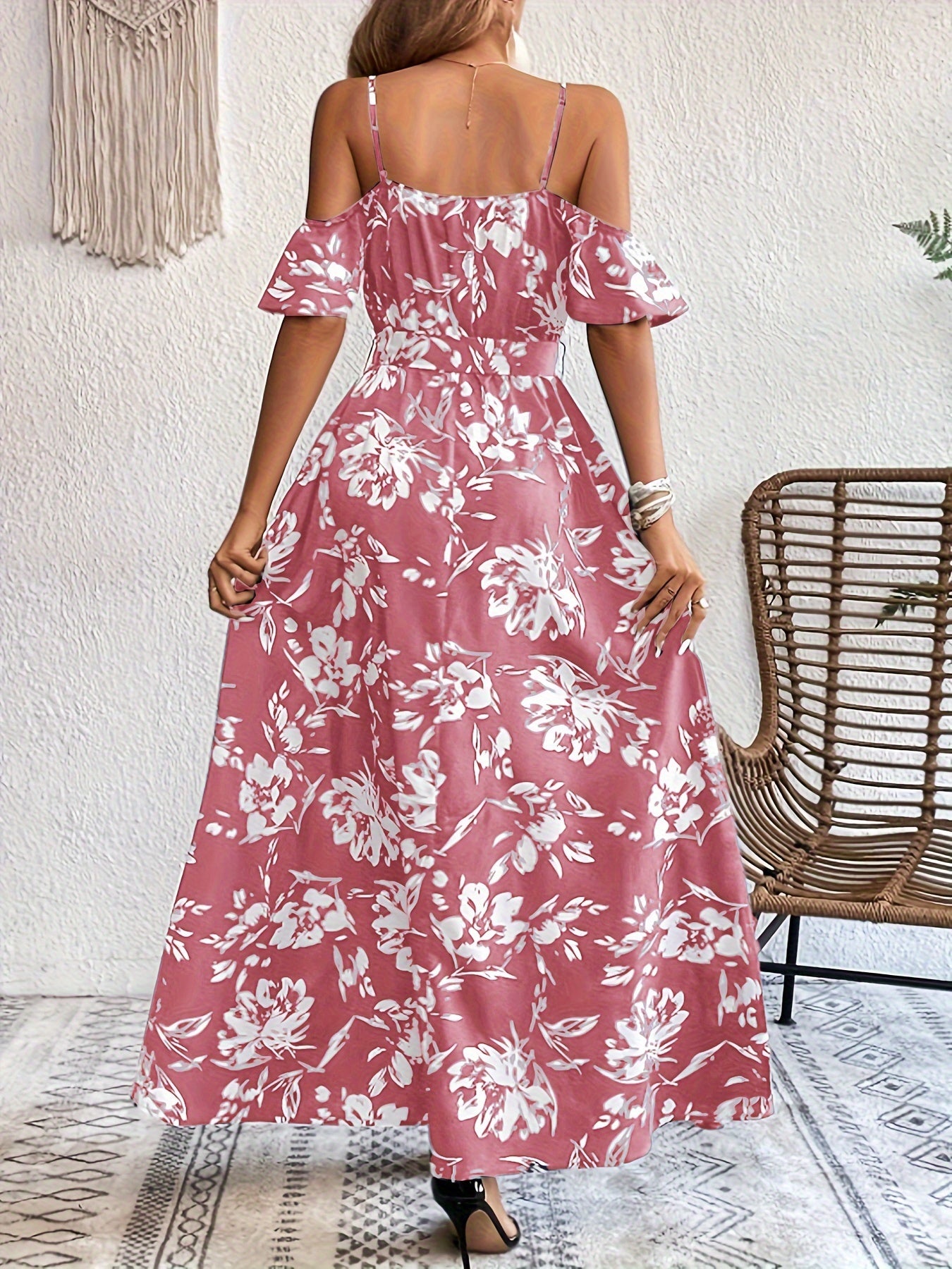 Sophie – Elegant Floral Shoulder Summer Dress