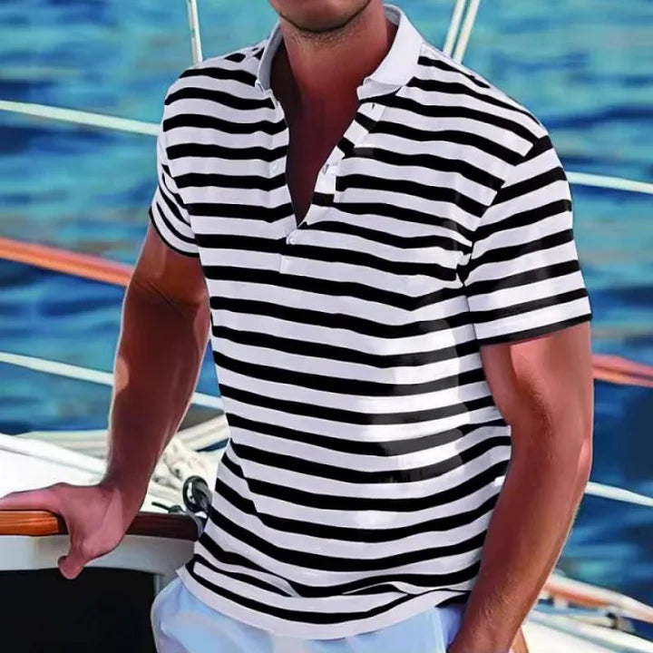 Wout | Men's Retro Striped Polo Shirt